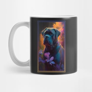 Cane Corso Dog Vibrant Tropical Flower Tall Digital Oil Painting Portrait Mug